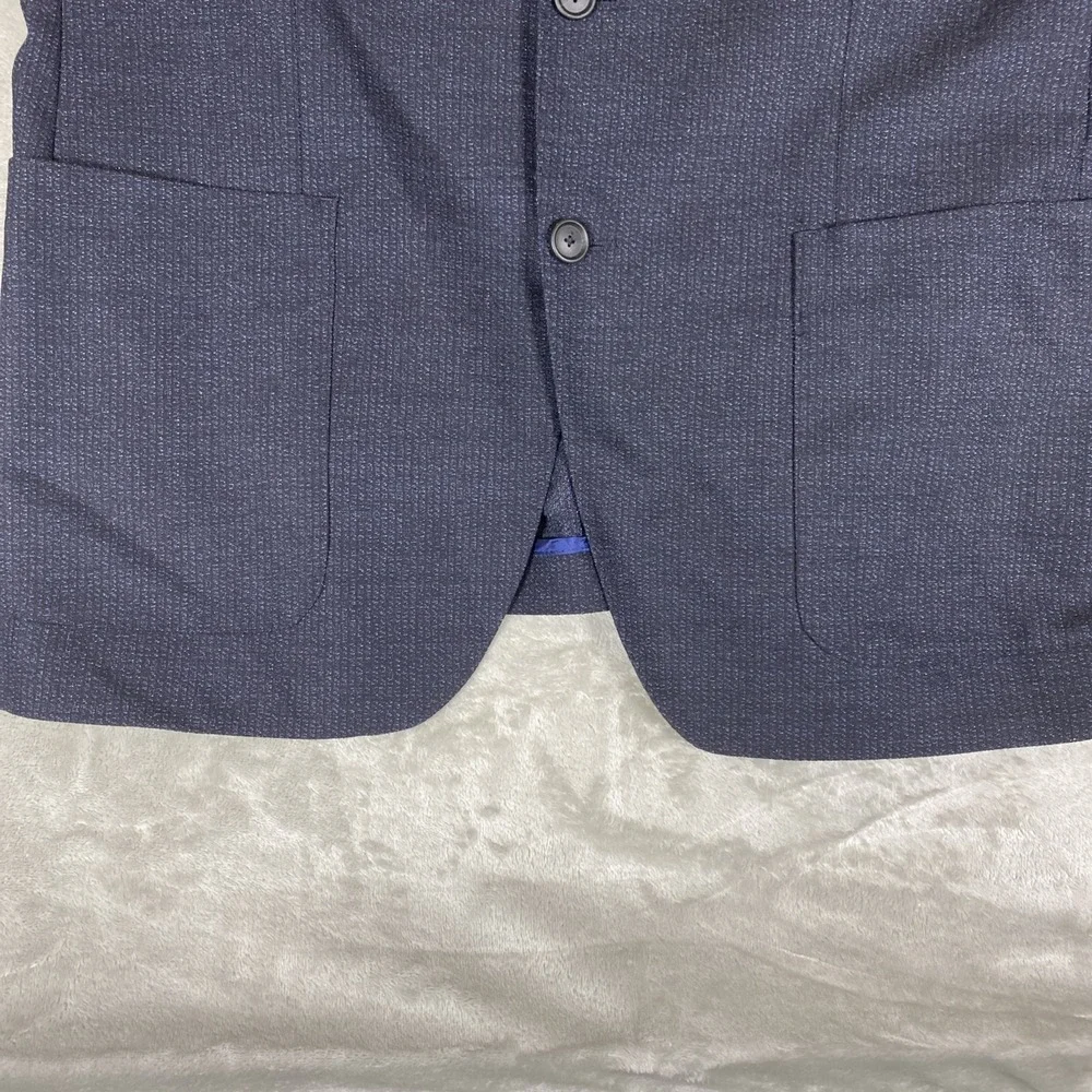 Boss Hugo Boss Travel Blazer Men's 44R Blue Slim Unstructured Wool Silk Stretch